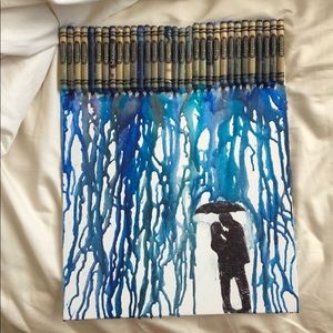 Melted Crayon Art - Couple Kissing in Rain